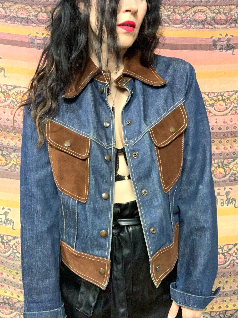 Vintage 70s Denim & Suede Fox Run Jacket